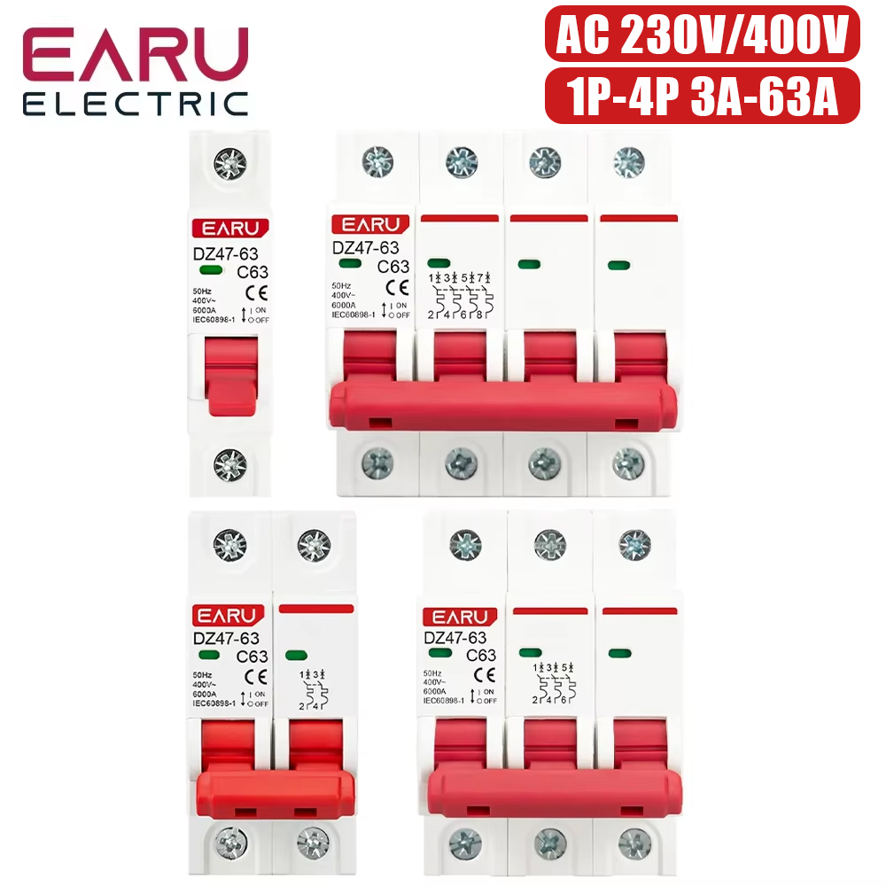 Din Rail Circuit Breaker - Disjuntor Miniatura EARU DZ47 1P 2P