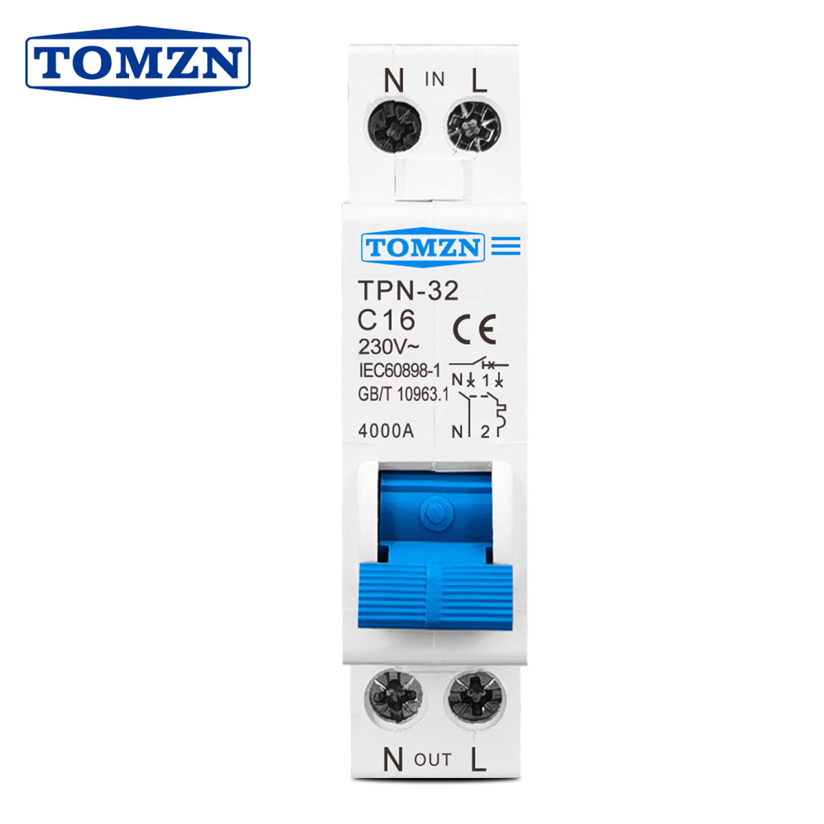 Din Rail Circuit Breaker - Disjuntor Miniatura TOMZN TPN 1P+N MCB