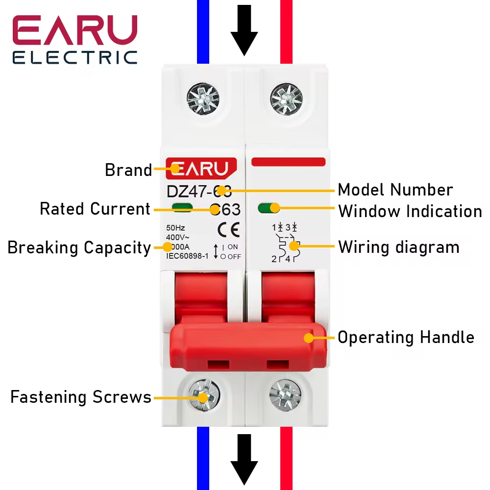 Disjuntor Miniatura EARU DZ47  - Din Rail Circuit Breaker avaliação e preço